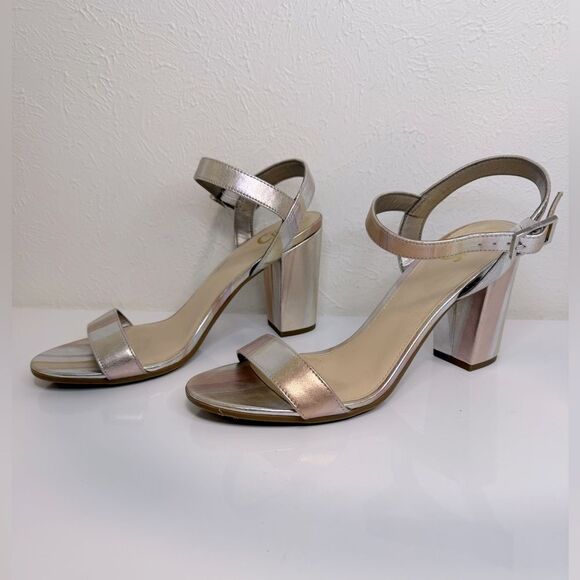 Circus by Sam Edelman Silver Rainbow Ankle Strap Block Heels, Size 9 VGUC - Picture 2 of 6